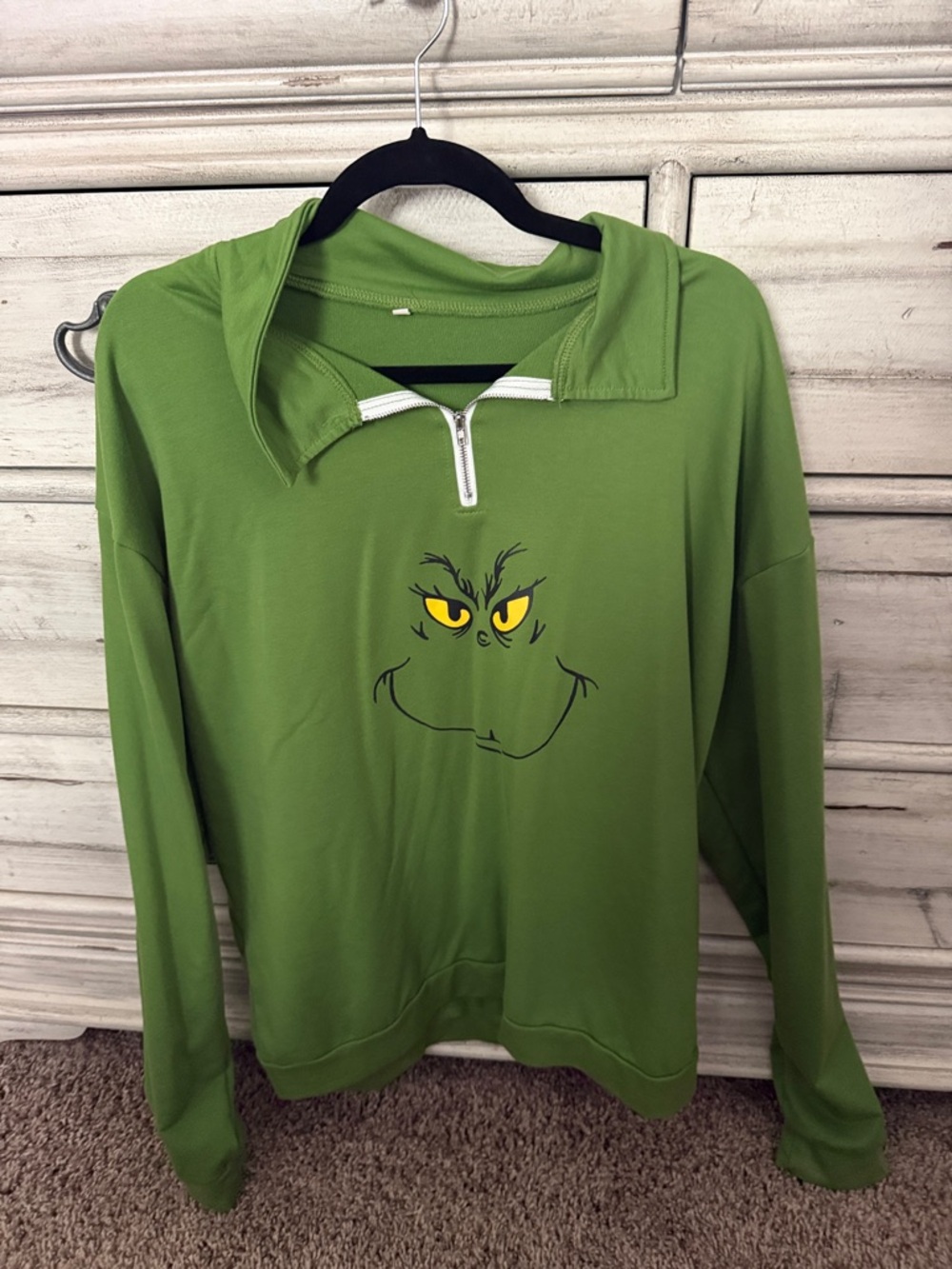Green Grinch Face Quarter-Zip Pullover